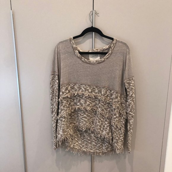FREE PEOPLE Grey/Tan Sweater HOST PICK!!! - Picture 1 of 6